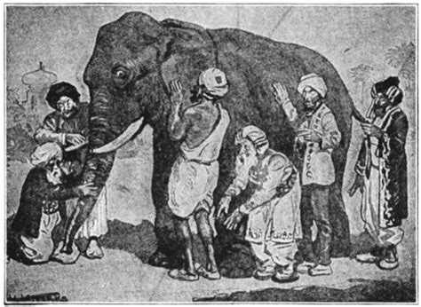 elephant in the village of the blind|6 Blind Men and the Elephant by John Godfrey Saxe .